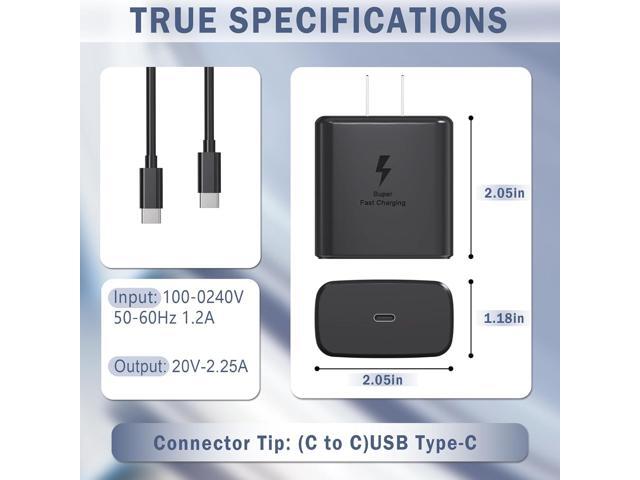 LXHY 2025 New 45W Super Fast Charger Type C USB C Android Charger with C to C Type C Fast Charging Cable 2Pack for Samsung Galaxy S25/S25+/S25...