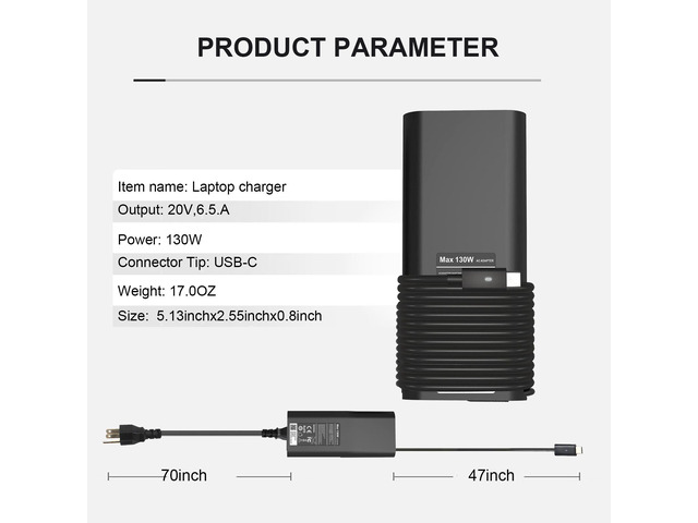 LXHY 130W USB C Type C Adapter Laptop Charger Compatible with Dell XPS 15 2in1 9575 Precision 5530 2in1 5550 5750 3560 3550 3551 Latitude 7410 7310...