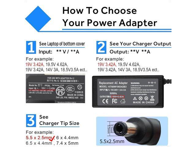 LXHY 65W 19V 3.42A Laptop Charger for Toshiba Satellite C55 C55D C55T C655 C655D C675 C855 C855D L55 L655 L675 L745 L755 L775D L855 P755 P845T P855...