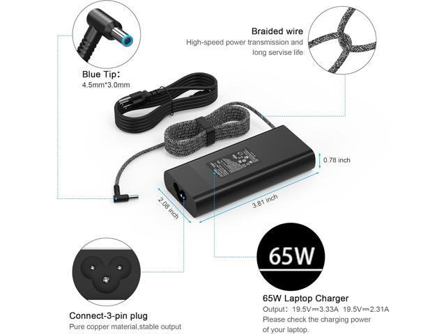 LXHY 65W Laptop Charger 19.5V 3.33A Compatible with HP Envy x360,Spectre x360,EliteBook Pavilion Stream X360,ProBook X360 11 450 650 640 G1 G2 G3...