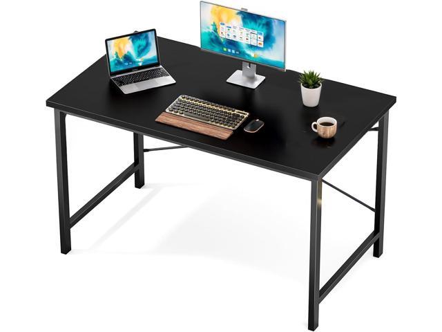 Computer Office Desk 48 Inch Student Study Writing Work with Metal Frame Wood Tabletop Modern Simple PC Home Bedroom Table - Basic Black