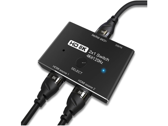 HDMI 2.1 Ultra HD 8K High Speed 48Gbps Directional Switch Adapter 2in 1out 8K@60Hz 4K@120Hz Converter Compatible with XBOX PS5 Projectors Monitors