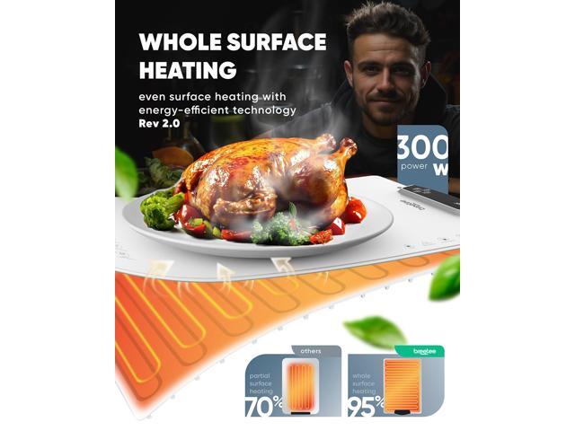 BREETEE WarmPad Pro (off white) Electric Food Warming Mat Keep Every Meal Warm Silicone Heating Mat with 9 Temperature Settings from 104°F to...