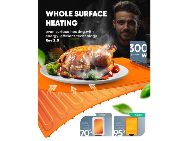 BREETEE WarmPad Pro (orange) Electric Food Warming Mat Keep Every Meal Warm Silicone Heating Mat with 9 Temperature Settings from 104°F to 248°F...