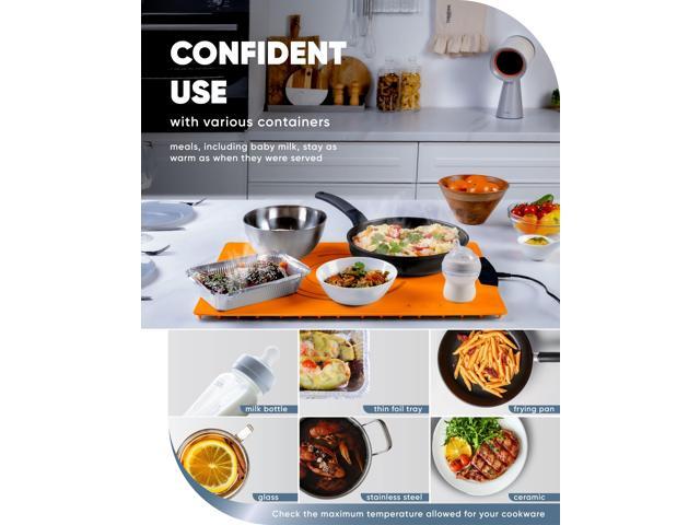 BREETEE WarmPad Pro (orange) Electric Food Warming Mat Keep Every Meal Warm Silicone Heating Mat with 9 Temperature Settings from 104°F to 248°F...