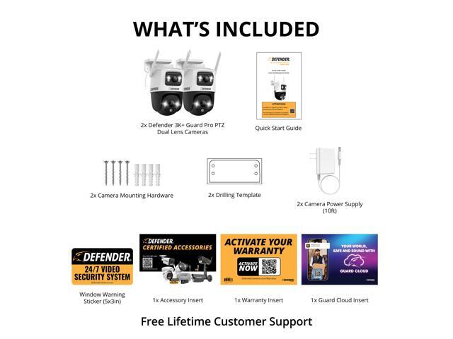 Defender - AI POWERED Guard Pro 3K PLUS Dual Lens PTZ Wi-Fi 6 Plug-in Security Camera - 2 Pack - White - image 8