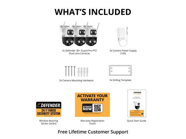 Defender - AI POWERED Guard Pro 3K PLUS Dual Lens PTZ Wi-Fi 6 Plug-in Security Camera - 3 Pack - White - image 8