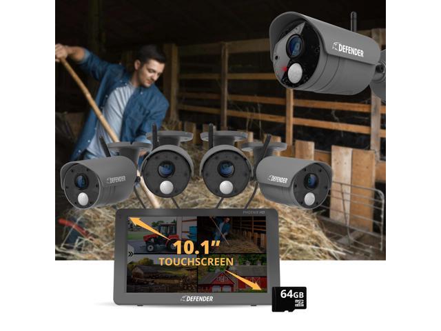 Defender - PHOENIXHD Non-WiFi Plug-in Power Security System with 10.1” HD Monitor & 4 Cameras - Black - image 3