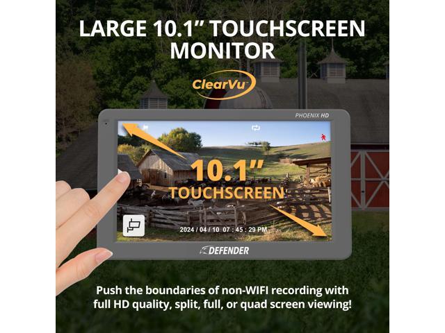 Defender - PHOENIXHD Non-WiFi Plug-in Power Security System with 10.1” HD Monitor & 4 Cameras - Black - image 5