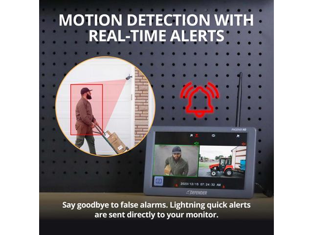 Defender - PHOENIXHD Non-WiFi Plug-in Power Security System with 10.1” HD Monitor & 4 Cameras - Black - image 7