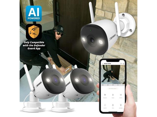 Defender - AI POWERED 4K Guard Pro Wi-Fi 6 Plug-in Power Security Camera - 2 pack - White - image 3