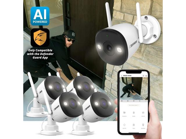 Defender - AI POWERED 4K Guard Pro Wi-Fi 6 Plug-in Security Camera, 4 Pack - White - image 3