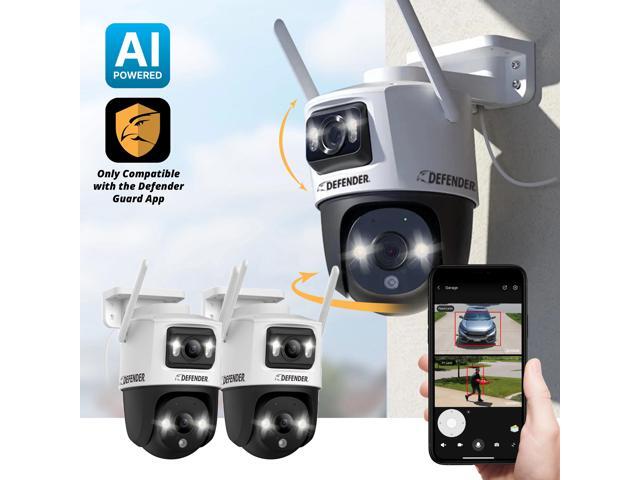 Defender - AI POWERED Guard Pro 3K PLUS Dual Lens PTZ Wi-Fi 6 Plug-in Security Camera - 2 Pack - White - image 3