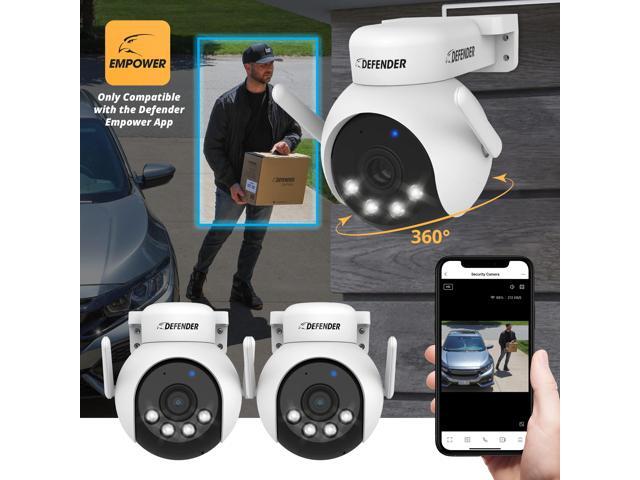 Defender - AI 4K Everwatch PTZ 360° Wi-Fi 6 Plug-in Security Camera, Color Night Vision, AI-Tracking, Easy Setup , 2 Pack - White - image 3