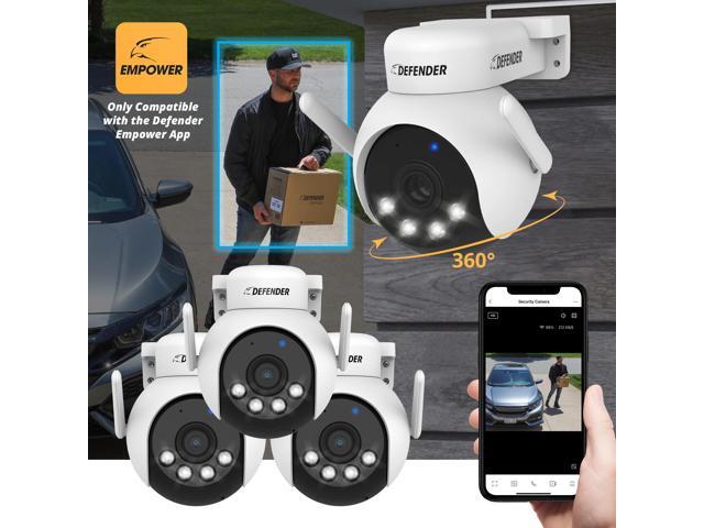 Defender - AI 4K Everwatch PTZ 360° Wi-Fi 6 Plug-in Security Camera, Color Night Vision, AI-Tracking, Easy Setup , 4 Pack - White - image 3