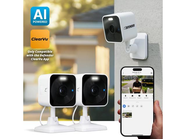 Defender - GO 2K AI POWERED Plug-in Power Indoor/Outdoor Home Security, Baby & Pet Camera - 2 Pack - White - image 3