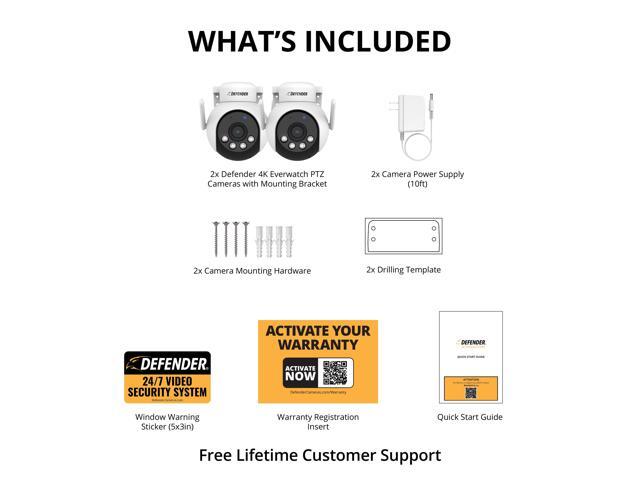 Defender - AI 4K Everwatch PTZ 360° Wi-Fi 6 Plug-in Security Camera, Color Night Vision, AI-Tracking, Easy Setup , 2 Pack - White - image 8