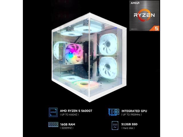 ZHICGCP Gaming Desktop PC, AMD Ryzen 5 5600GT, Radeon Graphics, 16GB Ram, 512GB SSD, Windows 11 Home