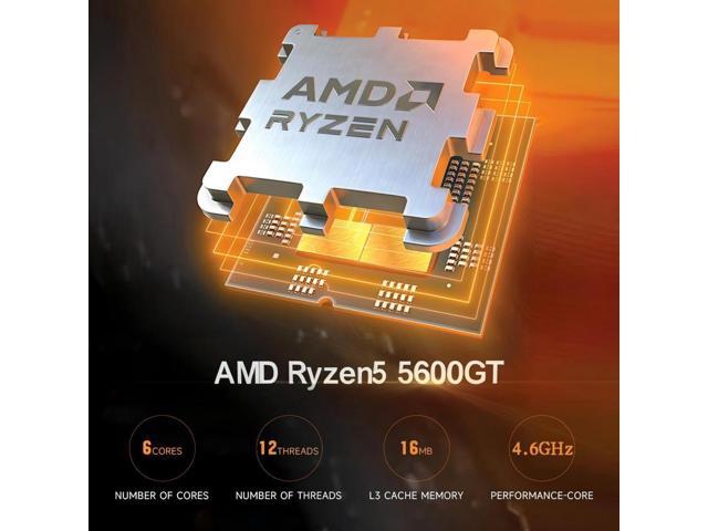 ZHICGCP Gaming Desktop PC, AMD Ryzen 5 5600GT, Radeon Graphics, 16GB Ram, 512GB SSD, Windows 11 Home