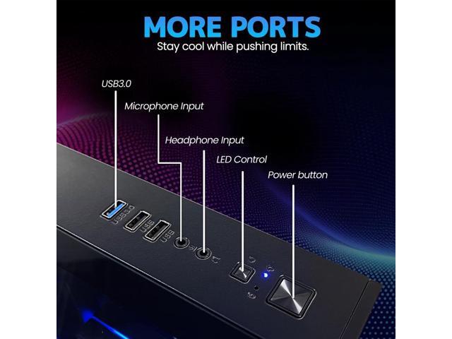 ZHICGCP Gaming PC Desktop, AMD Ryzen 5 3500X, Radeon RX 560, 16GB DDR4 RAM, 512GB NVMe SSD, WiFi 6, RGB Lighting, Black