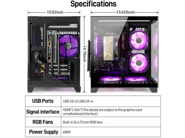 ZHICGCP Gaming Desktop PC, AMD Ryzen 5 5600GT, Radeon Graphics, 16GB Ram, 1TB SSD, Windows 11 Home Black