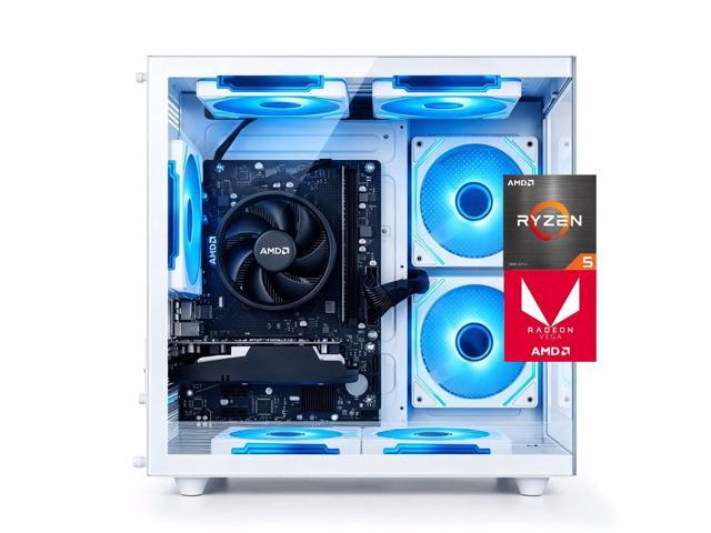ZHICGCP Gaming PC Desktop, AMD Ryzen 5 3500X, Radeon RX 560, 16GB DDR4 RAM, 512GB NVMe SSD, WiFi 6, RGB Lighting, Black