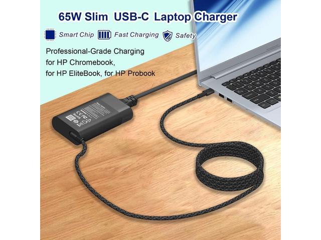 New Slim for HP 65W Laptop Charger USB C,Replacement for HP Envy X360,Spectre X360,Elitebook x360,HP Computer Chromebook,Zbook,Elite...
