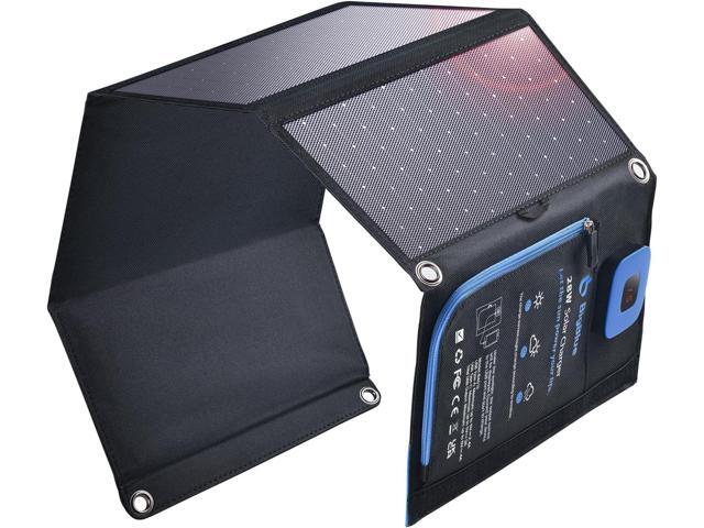 BigBlue Portable Solar Charger 28W with Digital Ammeter,25.4% High-Efficiency, USB-A/USB-C Ports, Folding Waterproof Solar Panels with Carabiners...
