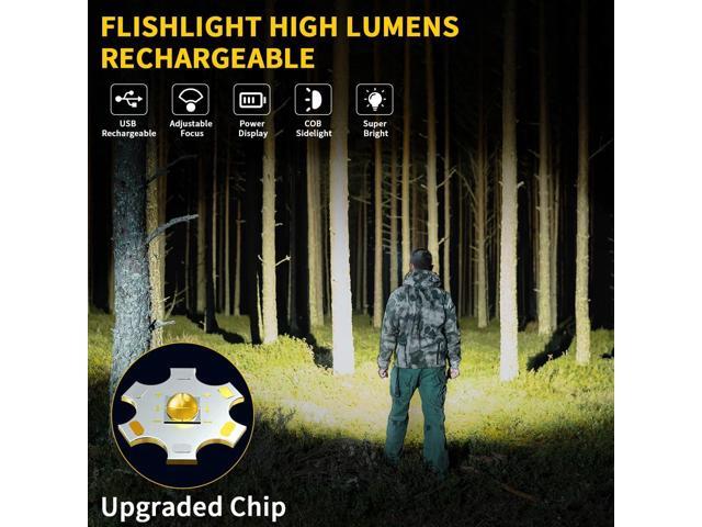 Rechargeable Flashlights High Lumens, 7Mode Flashlights Rechargeable, Super Bright Flashlight, Adjustable Tactical Flash Light, High Powered Flash...