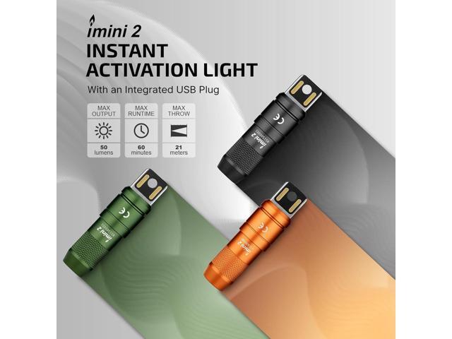 OLIGHT IMINI 2 EDC Rechargeable Keychain Flashlight, 50 Lumens Compact and Portable Mini LED Keyring Lights with Built-in Battery Ideal for...