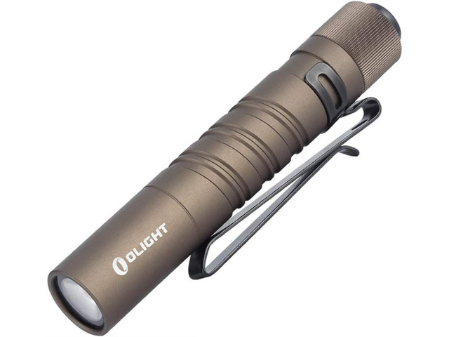 OLIGHT I3T EOS 180 Lumens Dual-Output Slim EDC Flashlight for Camping and Hiking, Tail Switch Flash Light with AAA Battery (Desert Tan)