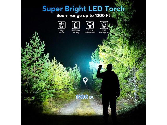 JIJ Flashlight 3 Pack, Rechargeable Flashlights High Lumens, 7 Modes LED Flashlight with IP67 Waterproof, Adjustable Handheld Tactical Flashlight...