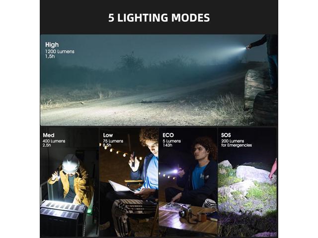 WUBEN L50 Flashlight 1200 High Lumens Tactical Flashlight Pocket Rechargeable Flashlight IP68 with 5 Mode Flash Light, LED Tail Switch Flashlight...