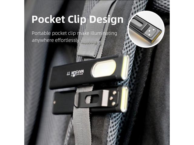 WARSUN Compact Multi-Mode Pocket LED Flashlight - 675LM, USB-C Rechargeable, IPX4, Dual Material, Red/Blue Strobe, for Everyday Carry & Travel