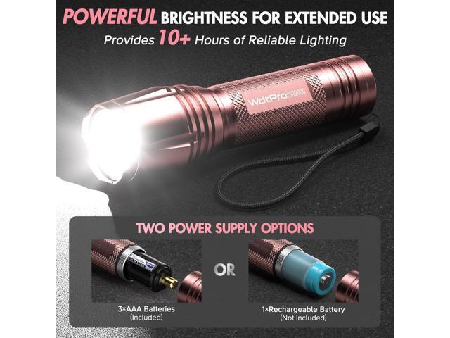 WdtPro LED Flashlight High Lumens SR2000 Pro, 4 Pack Brighter Tactical Flashlights with 5 Modes & Zoomable, Powerful Mini Flash Light for...
