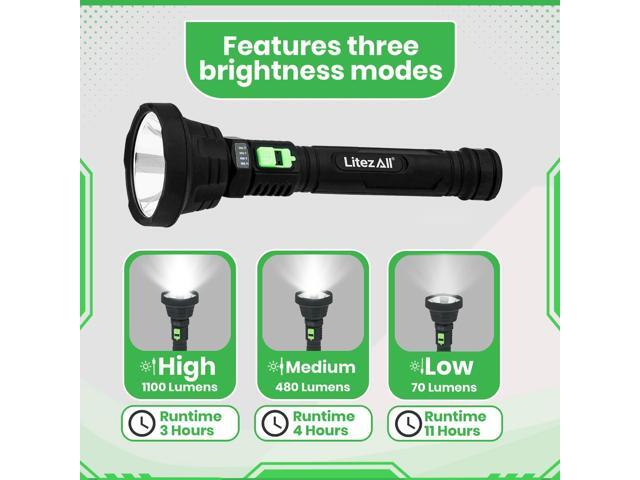 LitezAll Rechargeable Soft Touch LED Flashlight, 70 Lumens, Hybrid Beam, Compact Ultra Lite Flashlight with Tough Resin Body, Rubberized Grip, Long...
