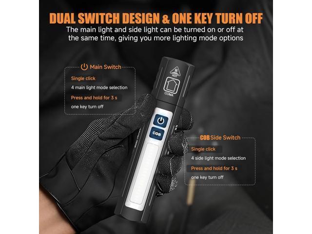 Rechargeable Tactical Flashlights High Lumens - Super Bright Small Powerful LED Magnetic USB C Flashlight, 8 Modes, Dual Button Waterproof Pocket...