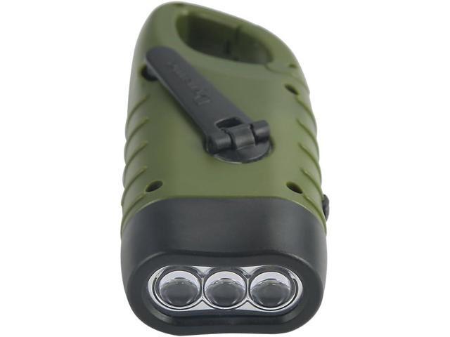 Simpeak 2-Pack Hand Crank Solar Powered LED Flashlight, Emergency Survival Flashlight Torch for Outdoor Sports, Green