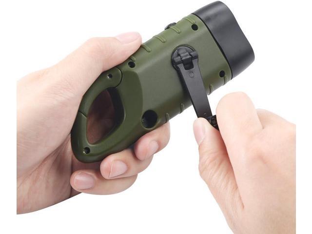 Simpeak 2-Pack Hand Crank Solar Powered LED Flashlight, Emergency Survival Flashlight Torch for Outdoor Sports, Green