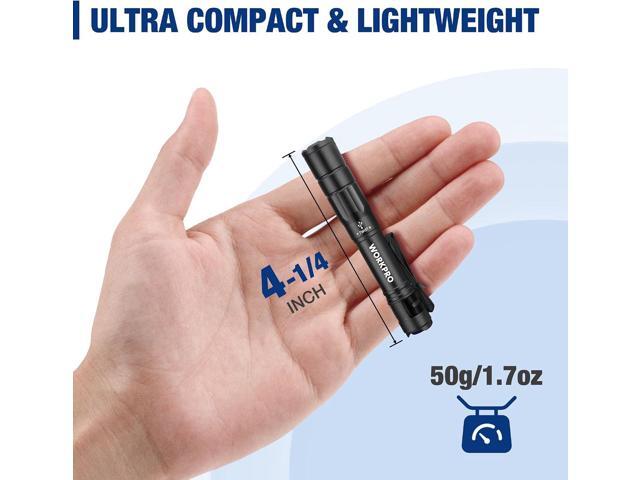 WORKPRO Rechargeable Pen Light, Mini Flashlight, 2 Pack Ultra-Compact EDC Flashlight, Pocket Flashlight with Clip, Memory Function and 2 x USB C...