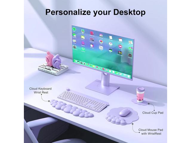 Cloud Mouse Pad with Wrist Rest, Cloud Keyboard Wrist Rest, Mouse Pad Wrist Support, Ergonomic Keyboard Mouse Wrist Support (Purple)