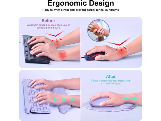 Cloud Mouse Pad with Wrist Rest, Cloud Keyboard Wrist Rest, Mouse Pad Wrist Support, Ergonomic Keyboard Mouse Wrist Support (Purple)