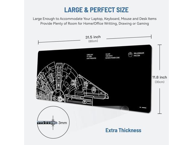 Mousepad Desk Mat Gaming Large Keyboard Cute Office Desktop Computer Laptop Black XXL Long Giant Big Cool Modern Design Unique for Women Girls Men...