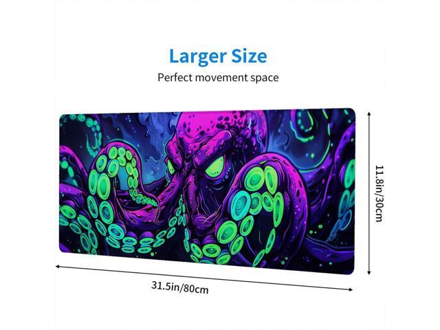 Octopus Desk Mat Gaming Mouse Pad Neon Cthulhu Monster Cool XL Mouse Pad Large Mousepad Extended Laptop Keyboard Mat Gaming Desk Pad Mouse Mat...