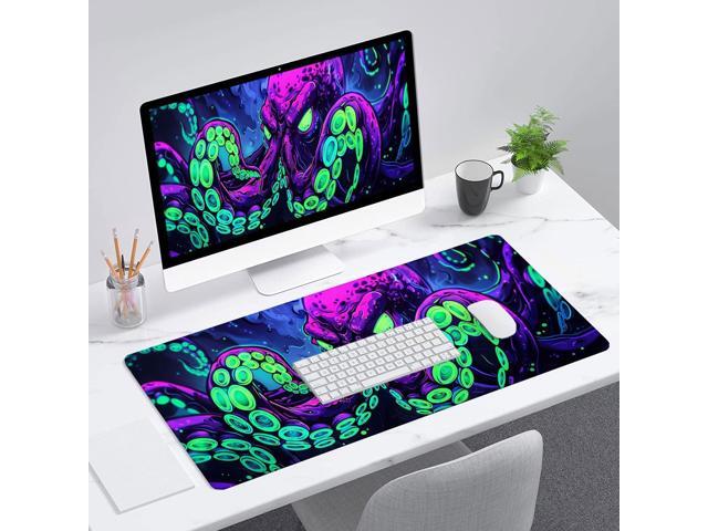 Octopus Desk Mat Gaming Mouse Pad Neon Cthulhu Monster Cool XL Mouse Pad Large Mousepad Extended Laptop Keyboard Mat Gaming Desk Pad Mouse Mat...