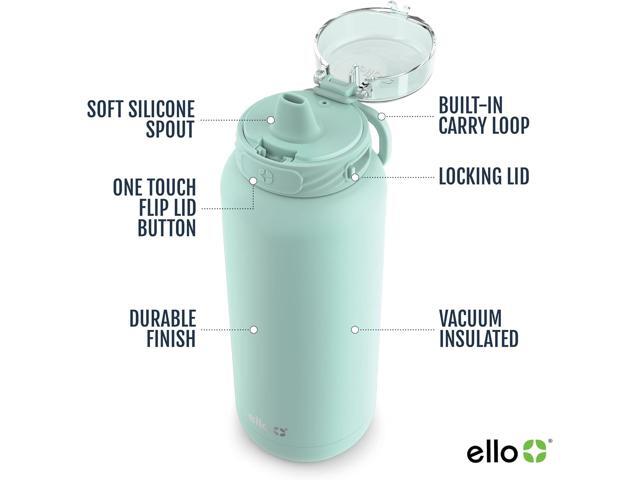 Ello Cooper 32oz Stainless Steel Water Bottle with Straw and Carry Handle, Double Walled and Vacuum Insulated Metal, Leak Proof Locking Lid with...