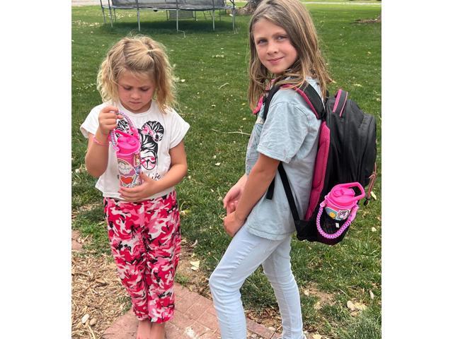 Mininoo Kids Water Bottle for School, 16oz Insulated Stainless Steel Water Bottle Kids with Straw Lid for GirlsPurple/Pink