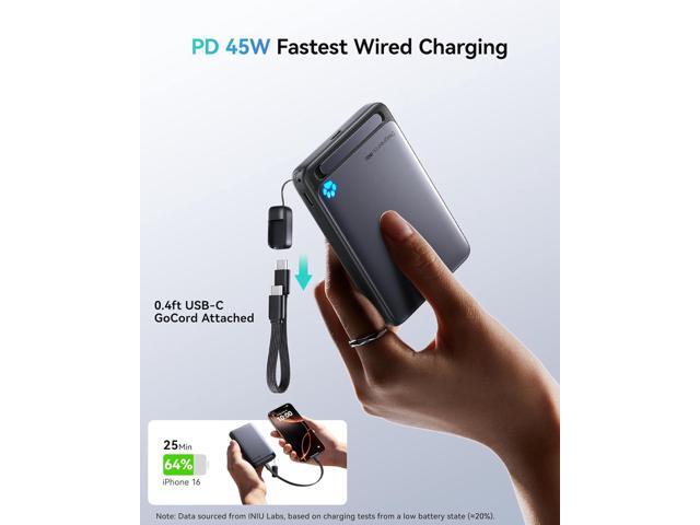 INIU for MagSafe Portable Charger, Qi2 Certified, Slimmest 45W 10000mAh Magnetic Power Bank, with USB C Cable & Stand, Fast Charging...