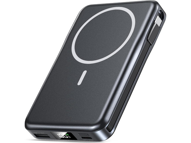 Magnetic Portable Charger, 10000mAh Power Bank, 5 in 1 Portable Charger with Built in Cable, 20W Fast Charging for Magsafe Battery Pack Compatible...