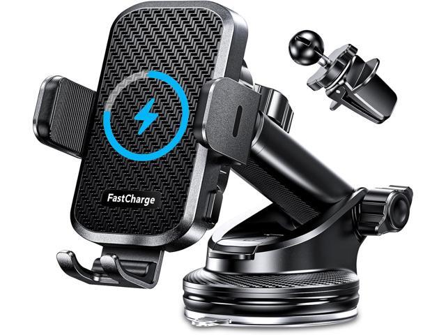 CHGeek Wireless Car Charger with Phone Holder Mount, 15W Fast Charging Auto Clamping Phone Holders for You Car Windshield Dashboard Air Vent...
